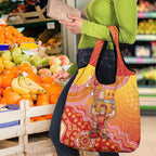 Personalized Suns Football Mascot Grocery Bag Aboriginal Dot Art Style Vibrant Indigenous Pattern Design