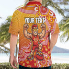 Personalized Suns Football Mascot Hawaiian Shirt Aboriginal Dot Art Style Vibrant Indigenous Pattern Design