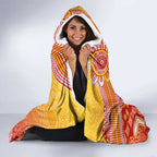 Personalized Suns Football Mascot Hooded Blanket Aboriginal Dot Art Style Vibrant Indigenous Pattern Design