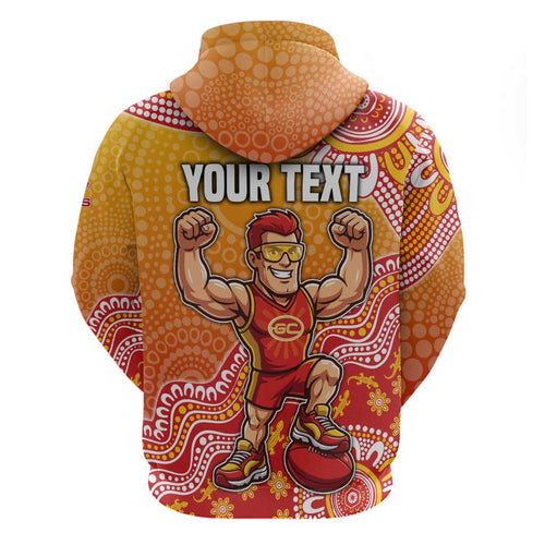 Personalized Suns Football Mascot Hoodie Aboriginal Dot Art Style Vibrant Indigenous Pattern Design