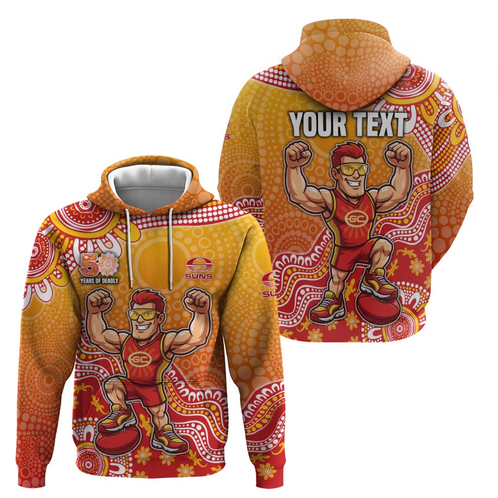 Personalized Suns Football Mascot Hoodie Aboriginal Dot Art Style Vibrant Indigenous Pattern Design