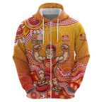 Personalized Suns Football Mascot Hoodie Aboriginal Dot Art Style Vibrant Indigenous Pattern Design