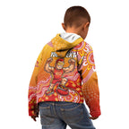 Personalized Suns Football Mascot Kid Hoodie Aboriginal Dot Art Style Vibrant Indigenous Pattern Design