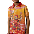 Personalized Suns Football Mascot Kid Polo Shirt Aboriginal Dot Art Style Vibrant Indigenous Pattern Design