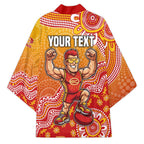 Personalized Suns Football Mascot Kimono Aboriginal Dot Art Style Vibrant Indigenous Pattern Design