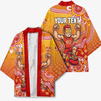 Personalized Suns Football Mascot Kimono Aboriginal Dot Art Style Vibrant Indigenous Pattern Design