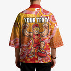 Personalized Suns Football Mascot Kimono Aboriginal Dot Art Style Vibrant Indigenous Pattern Design