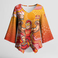 Personalized Suns Football Mascot Kimono Sleeve Blouse Aboriginal Dot Art Style Vibrant Indigenous Pattern Design