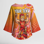 Personalized Suns Football Mascot Kimono Sleeve Blouse Aboriginal Dot Art Style Vibrant Indigenous Pattern Design
