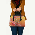 Personalized Suns Football Mascot Leather Bag Aboriginal Dot Art Style Vibrant Indigenous Pattern Design