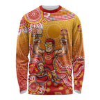 Personalized Suns Football Mascot Long Sleeve Shirt Aboriginal Dot Art Style Vibrant Indigenous Pattern Design