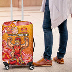 Personalized Suns Football Mascot Luggage Cover Aboriginal Dot Art Style Vibrant Indigenous Pattern Design