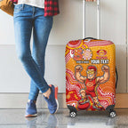Personalized Suns Football Mascot Luggage Cover Aboriginal Dot Art Style Vibrant Indigenous Pattern Design