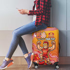 Personalized Suns Football Mascot Luggage Cover Aboriginal Dot Art Style Vibrant Indigenous Pattern Design