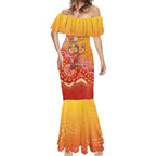 Personalized Suns Football Mascot Mermaid Dress Aboriginal Dot Art Style Vibrant Indigenous Pattern Design