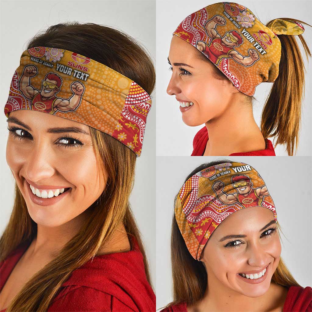 Personalized Suns Football Mascot Neck Gaiter Aboriginal Dot Art Style Vibrant Indigenous Pattern Design