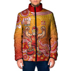 Personalized Suns Football Mascot Padded Jacket Aboriginal Dot Art Style Vibrant Indigenous Pattern Design