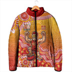 Personalized Suns Football Mascot Padded Jacket Aboriginal Dot Art Style Vibrant Indigenous Pattern Design