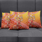 Personalized Suns Football Mascot Pillow Cover Aboriginal Dot Art Style Vibrant Indigenous Pattern Design