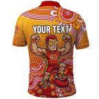 Personalized Suns Football Mascot Polo Shirt Aboriginal Dot Art Style Vibrant Indigenous Pattern Design