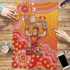 Personalized Suns Football Mascot Puzzle Aboriginal Dot Art Style Vibrant Indigenous Pattern Design