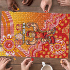Personalized Suns Football Mascot Puzzle Aboriginal Dot Art Style Vibrant Indigenous Pattern Design