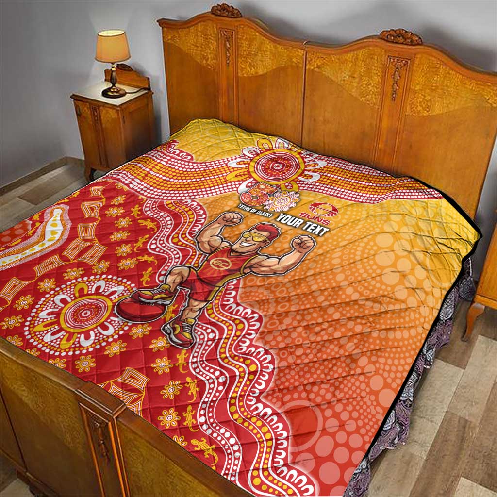 Personalized Suns Football Mascot Quilt Aboriginal Dot Art Style Vibrant Indigenous Pattern Design