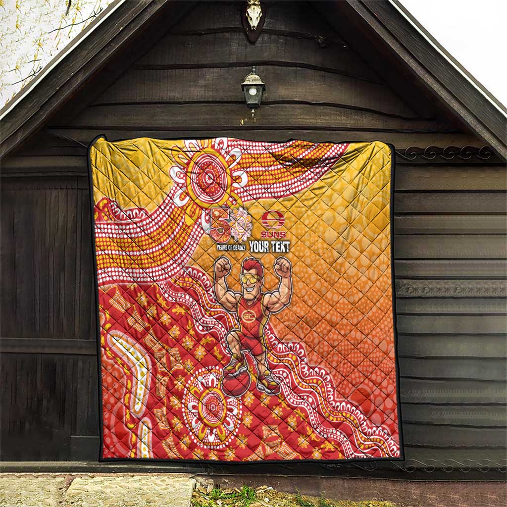 Personalized Suns Football Mascot Quilt Aboriginal Dot Art Style Vibrant Indigenous Pattern Design