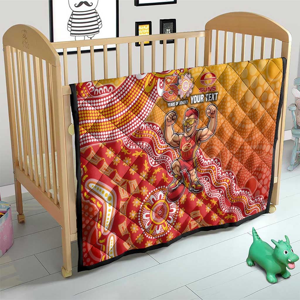 Personalized Suns Football Mascot Quilt Aboriginal Dot Art Style Vibrant Indigenous Pattern Design