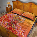 Personalized Suns Football Mascot Quilt Bed Set Aboriginal Dot Art Style Vibrant Indigenous Pattern Design