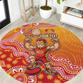 Personalized Suns Football Mascot Round Carpet Aboriginal Dot Art Style Vibrant Indigenous Pattern Design