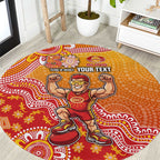 Personalized Suns Football Mascot Round Carpet Aboriginal Dot Art Style Vibrant Indigenous Pattern Design
