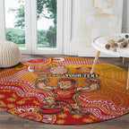Personalized Suns Football Mascot Round Carpet Aboriginal Dot Art Style Vibrant Indigenous Pattern Design