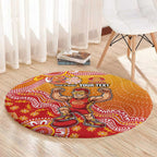 Personalized Suns Football Mascot Round Carpet Aboriginal Dot Art Style Vibrant Indigenous Pattern Design