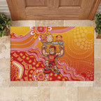 Personalized Suns Football Mascot Rubber Doormat Aboriginal Dot Art Style Vibrant Indigenous Pattern Design