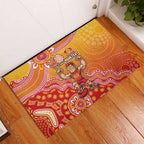 Personalized Suns Football Mascot Rubber Doormat Aboriginal Dot Art Style Vibrant Indigenous Pattern Design