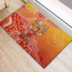 Personalized Suns Football Mascot Rubber Doormat Aboriginal Dot Art Style Vibrant Indigenous Pattern Design