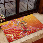 Personalized Suns Football Mascot Rubber Doormat Aboriginal Dot Art Style Vibrant Indigenous Pattern Design