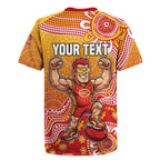 Personalized Suns Football Mascot Rugby Jersey Aboriginal Dot Art Style Vibrant Indigenous Pattern Design