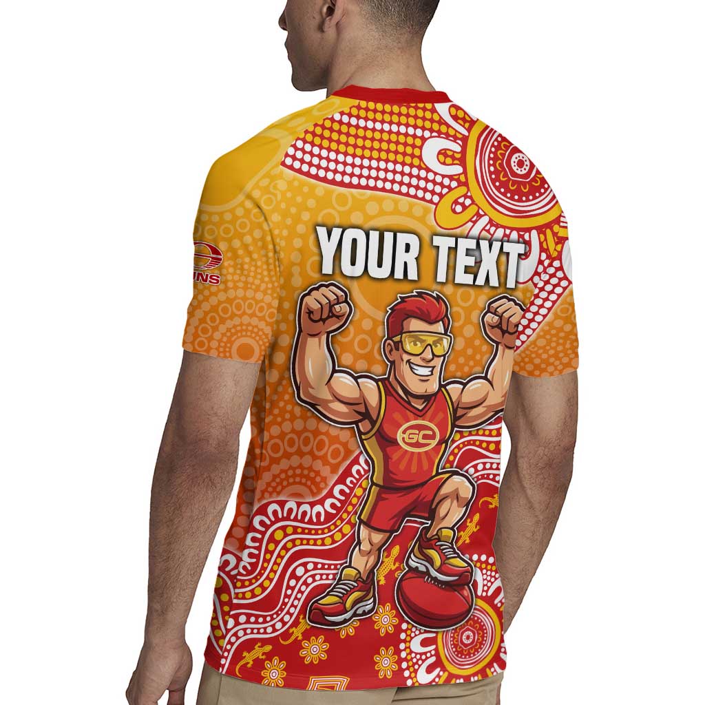 Personalized Suns Football Mascot Rugby Jersey Aboriginal Dot Art Style Vibrant Indigenous Pattern Design