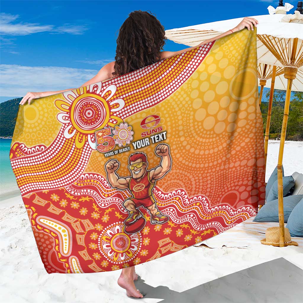 Personalized Suns Football Mascot Sarong Aboriginal Dot Art Style Vibrant Indigenous Pattern Design