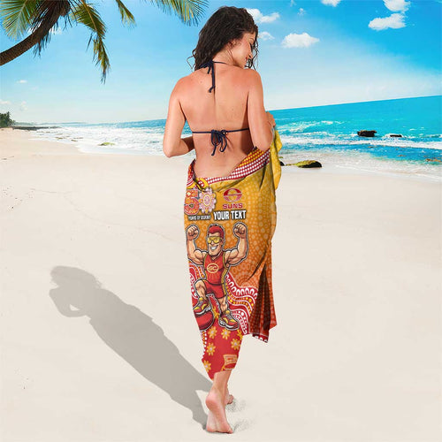Personalized Suns Football Mascot Sarong Aboriginal Dot Art Style Vibrant Indigenous Pattern Design