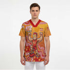 Personalized Suns Football Mascot Scrub Top Aboriginal Dot Art Style Vibrant Indigenous Pattern Design