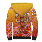 Personalized Suns Football Mascot Sherpa Hoodie Aboriginal Dot Art Style Vibrant Indigenous Pattern Design
