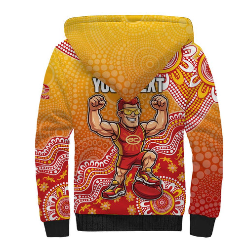 Personalized Suns Football Mascot Sherpa Hoodie Aboriginal Dot Art Style Vibrant Indigenous Pattern Design