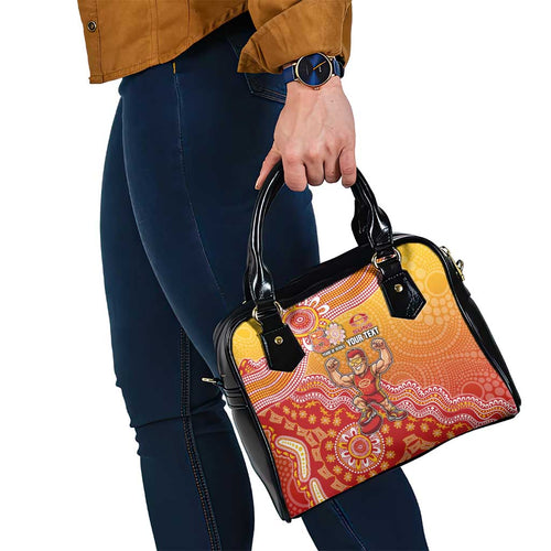 Personalized Suns Football Mascot Shoulder Handbag Aboriginal Dot Art Style Vibrant Indigenous Pattern Design