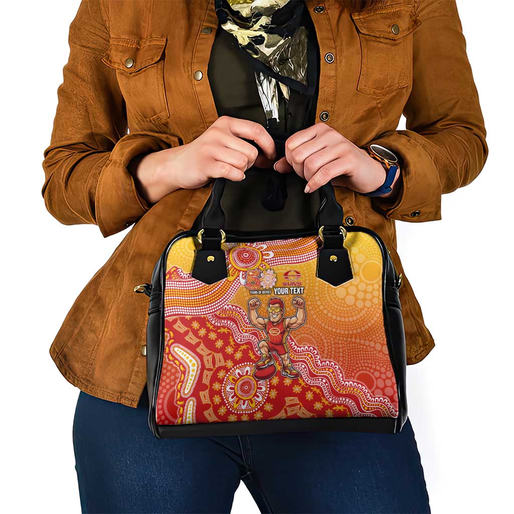Personalized Suns Football Mascot Shoulder Handbag Aboriginal Dot Art Style Vibrant Indigenous Pattern Design