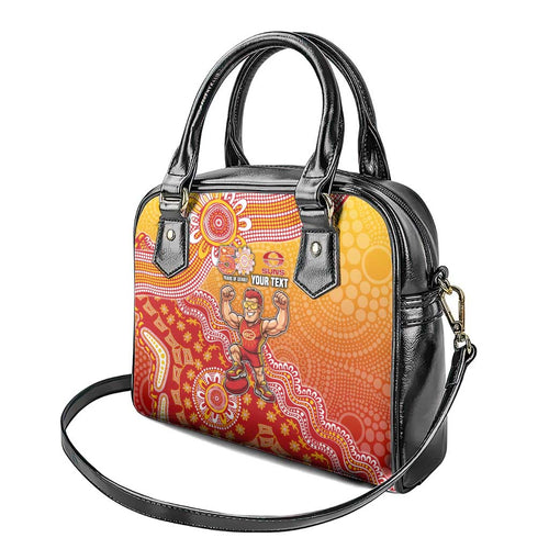 Personalized Suns Football Mascot Shoulder Handbag Aboriginal Dot Art Style Vibrant Indigenous Pattern Design