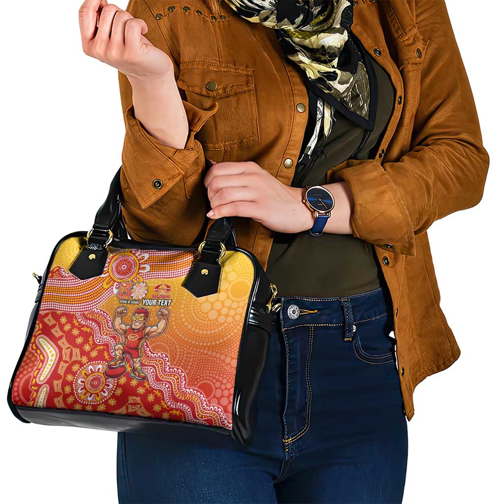 Personalized Suns Football Mascot Shoulder Handbag Aboriginal Dot Art Style Vibrant Indigenous Pattern Design