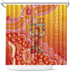 Personalized Suns Football Mascot Shower Curtain Aboriginal Dot Art Style Vibrant Indigenous Pattern Design